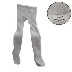 White Cotton Footed Tights 2T-4T Closed Toe Toddler Girls Stockings
